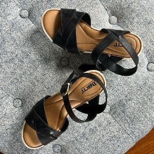 Born Black Crisscross Sandals with Adjustable Ankle Strap
